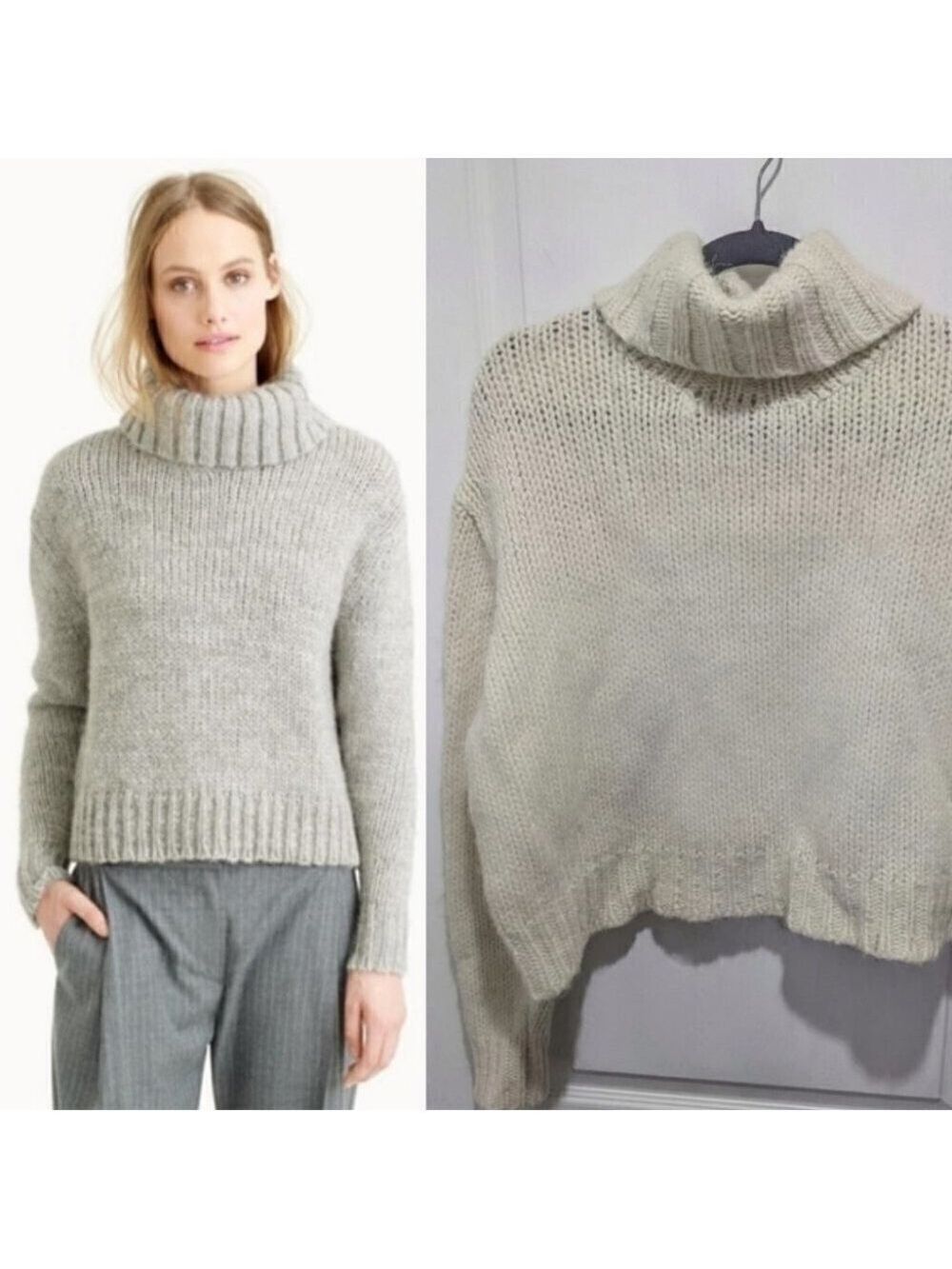 J Crew | Heavy Knit Alpaca Blend Turtleneck Sweater in Cream